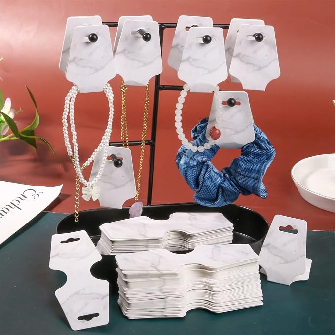 200PCS Bracelet Display Cards Necklace Holder Cards Self Adhesive Jewelry Packaging Selling Card for Small Business (Mable, 1.8x4.7 inches)