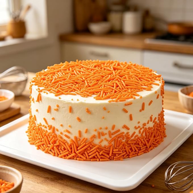 Sentovac Orange Jimmies Sprinkles Edible for Cake Decorating Orange Sprinkles Sugar Candy Cookie Cupcake Topper Ice Cream Baking Decorations Wedding Halloween Christmas Supplies 3.53oz