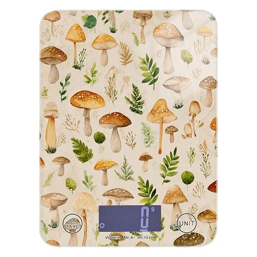 Food Scale Kitchen Scale Food Weight Scales Digital Weight Grams and Ounces Small Electronic Food Scale for Baking Cooking Watercolor Mushrooms Beige