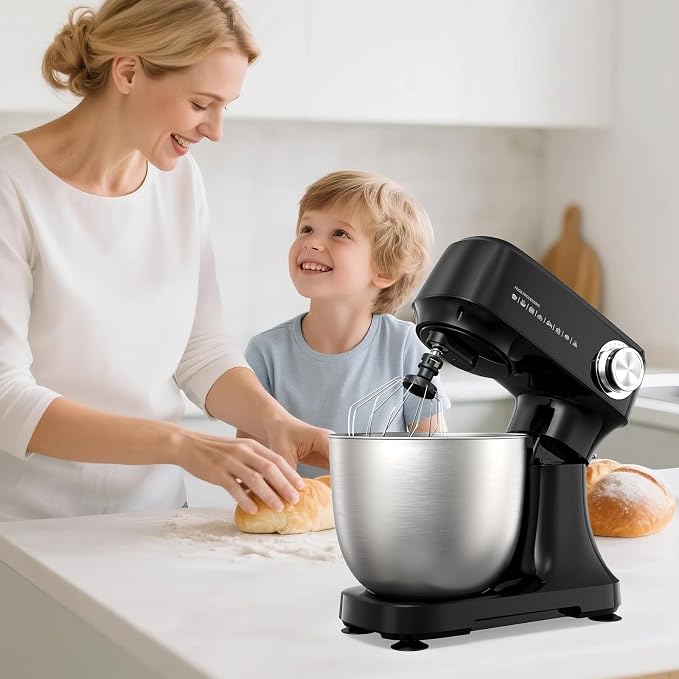 Stand Mixer 4.8 Qt Electric Food Mixer 12 Speeds Portable Lightweight Kitchen Mixer For Daily Use With Egg Whisk, Dough Hook, Flat Beater