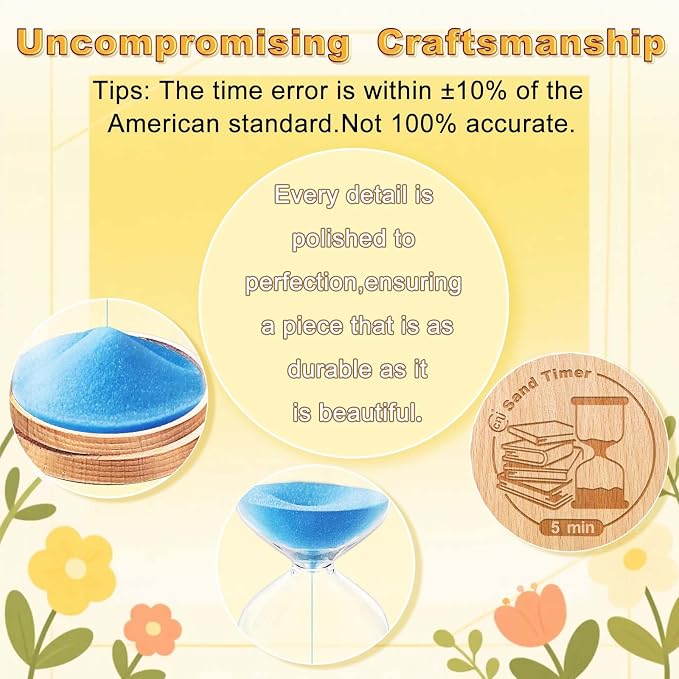 CNCJ Wooden Hourglass Sand Timer, 2 Minute Blue Sand Clock Reloj De Arena for Desk Decor Kitchen Classroom Office Study Home Decoration