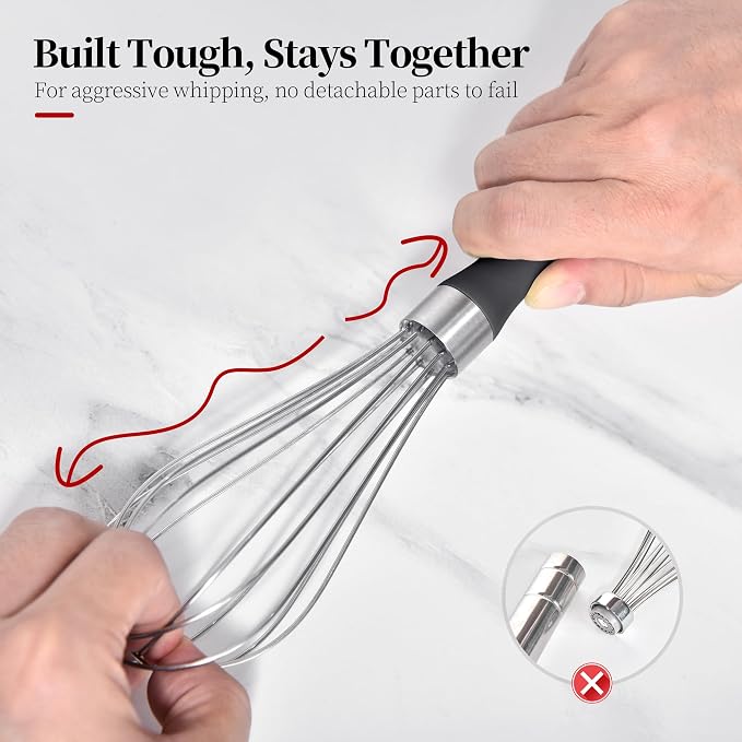 9.06in Kitchen Wire Whisk, 18/10 Stainless Steel Metal Balloon Wisk Heavy Duty Egg Beater whisker Hand Mixer for Cooking, Baking, Mixing, Stirring, Sauce, Flour, chocolate（Small, lnky Black）