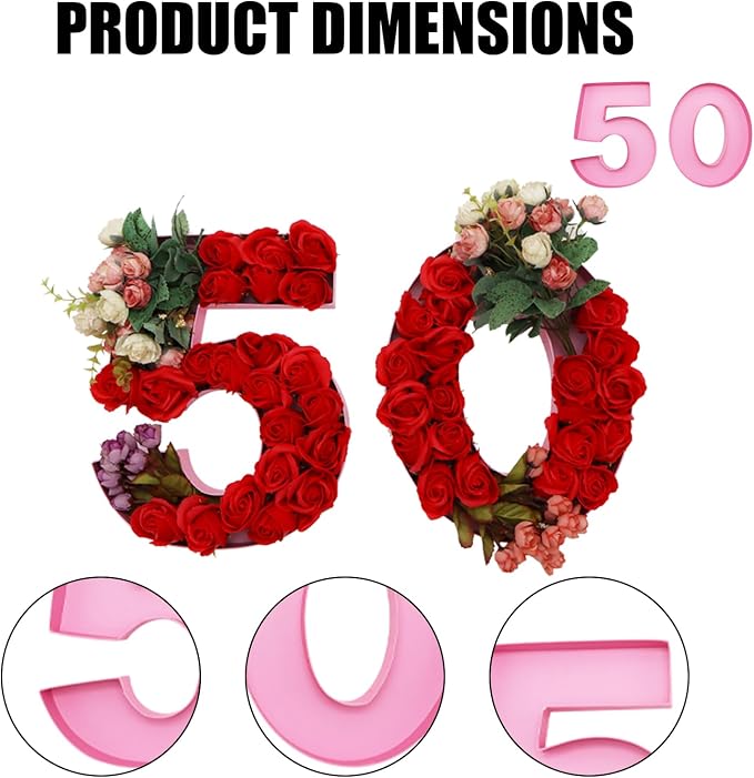 12inch Cardboard Number Fillable Food Tray Box for Charcuterie, Cupcake Arrangement, Birthday Anniversary (Pink, 50)