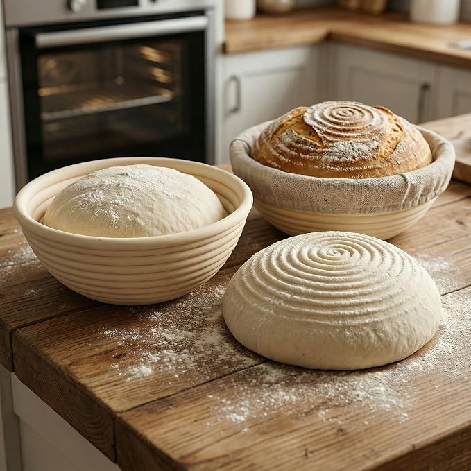 5 Inch Mini Banneton Bread Proofing Basket Set of 4, Easy-Clean Round Sourdough Proofing Basket, Small Banneton for Sourdough Bread Baking Supplies with Liners