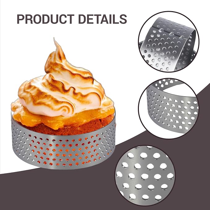 14 Pack Tart Rings for Baking, 2 Inch Perforated Stainless Steel Cookie Rings for Mousse, Cake, Tarts, Pastry & Dessert, Round Baking Molds for Perfect Pastry Crusts
