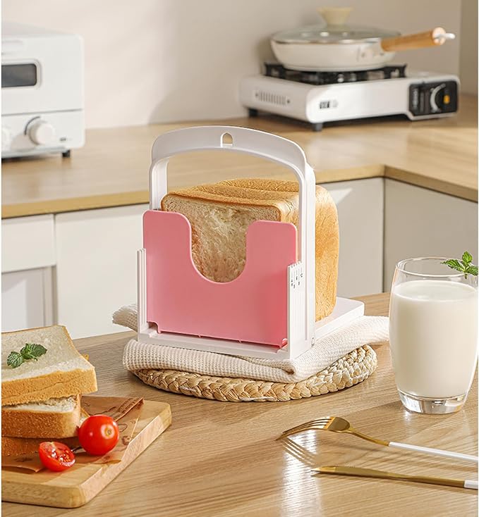Bread Slicer for Homemade Bread with Thickness Guide - 5 Settings, Foldable & Wall-Mountable for Space-Saving Storage, Perfect for Toast & Cheese!