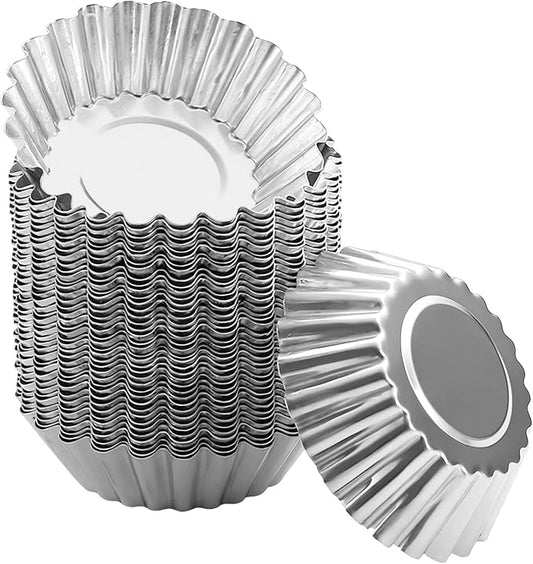 40 Pcs 2.75 Inch Egg Tart Molds, Non-Stick Aluminium Tartlet Pans for Baking, Ensaymada Molder Filipino Style for Home Bakers Pastry Chefs Mini Pie Cupcake Dessert