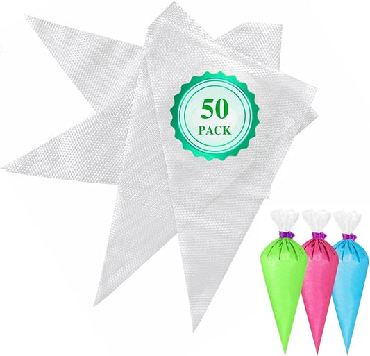 Piping Bags,50 Pieces Anti Burst Piping Bags, 12 Inches, Icing Piping Bags, Disposable Cake Decorating Bags, Non-Slip Pastry Bags-Ideal for Cakes,Cream Frosting and Cookie Decorating (50)