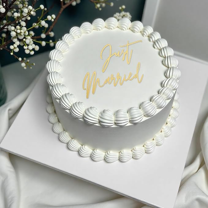Just Married Cake Topper, Wedding Cake Toppers Engaged Cakes Topper for Bridal Shower Just Married Cakes Decor Bachelorette Party Decorations Black Gold Cupcake for DIY(Gold)