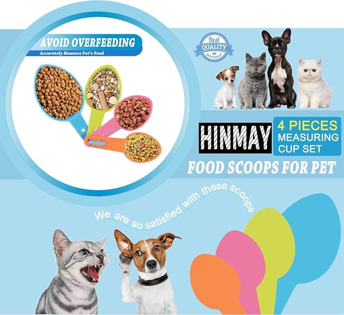 HINMAY Pet Food Scoops Plastic Measuring Cups Set, Set of 2 | Use for measuring pet food portions (dog, cat, bird, etc.) or even ingredients while cooking or baking.