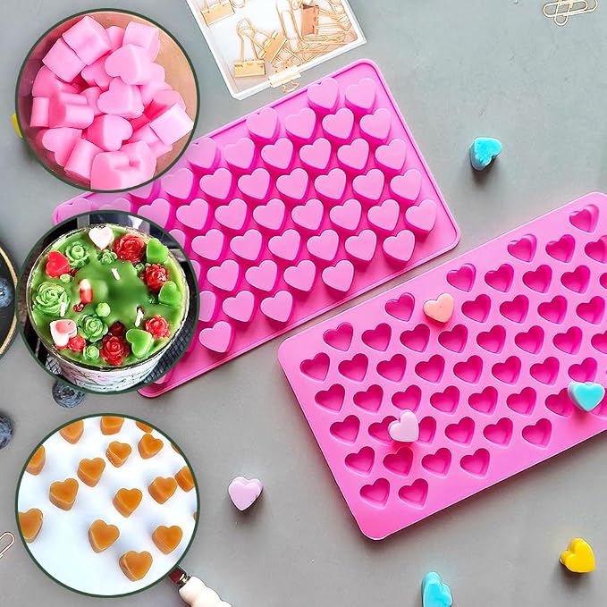 Silicone Heart Gummy Molds Set of 4, Heart Molds with 2 Droppers for Convenient Filling, Candy Molds for Gummie, Candy, Chocolate
