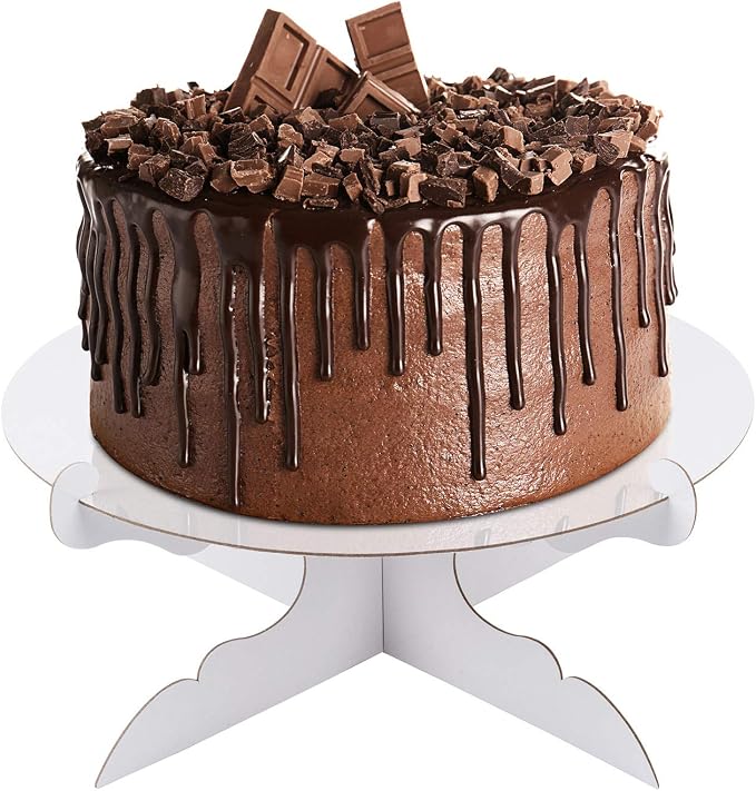 12 inch Cardboard One Tier Cake Stand for Birthday Party Decorate（1，White）