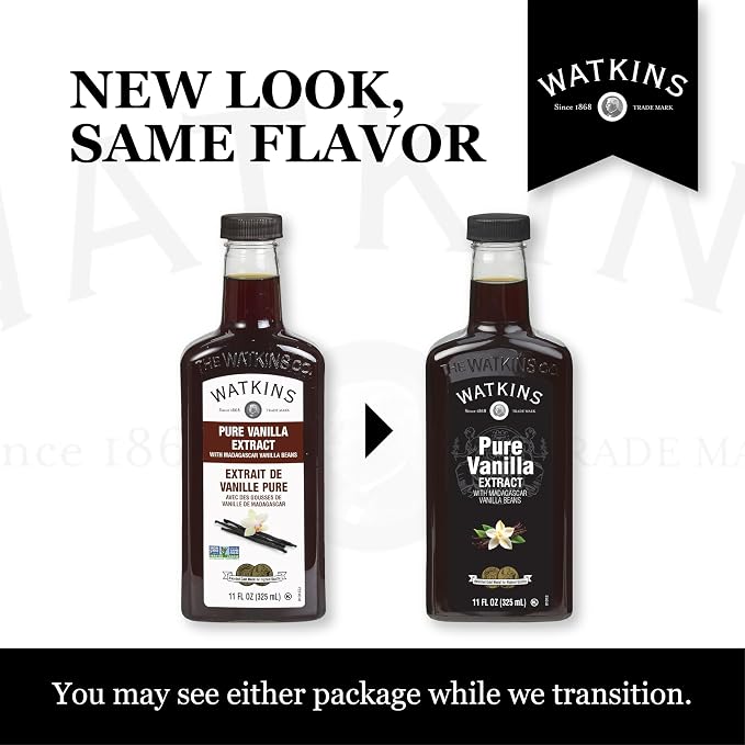 Watkins Pure Vanilla Extract, with Madagascar Vanilla Beans, Non-GMO, Kosher, 11 oz. Bottle, 1-Pack