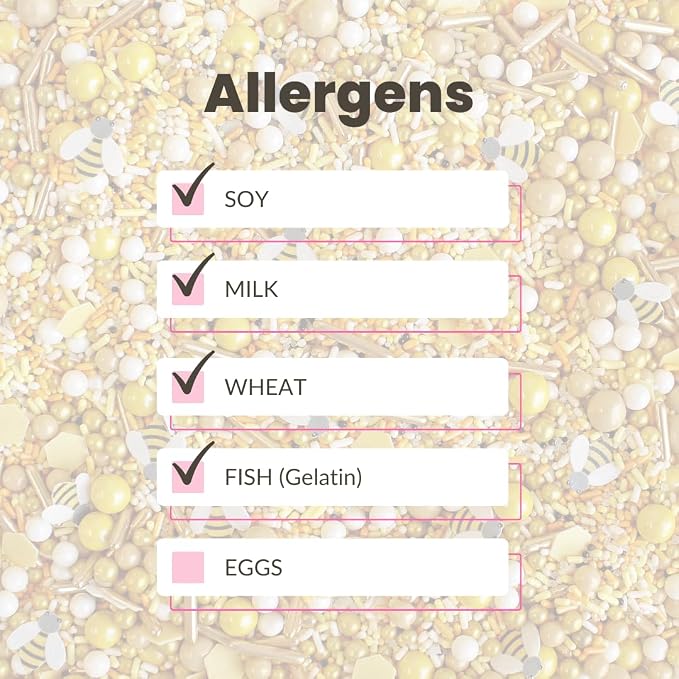 Sprinkle Pop Honey Bee Sprinkle Mix| Yellow Gold Sprinkles with ~10 Bees Honeycomb Wafer Papers, Black Pops and Cream Hues| Summer Sprinkles Made in USA for Decorating Cakes Cupcakes Cookies, 2oz