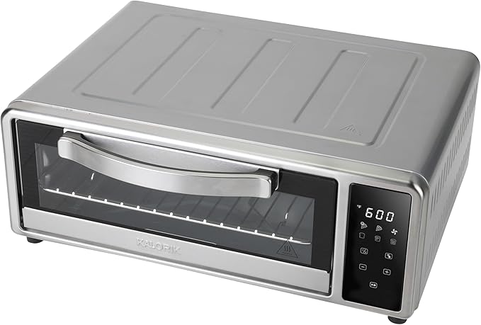 Kalorik MAXX Air Fryer Pizza Oven with Stone, Turbo-Heat Technology Up To 600F Featuring Touchscreen Controls with 6 Preset Functions Fits 12-Inch Pizzas, 1700-Watts, Stainless Steel