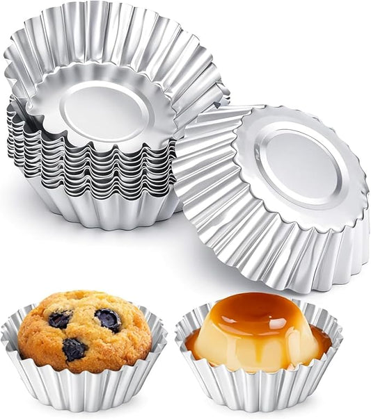 20 Pcs Aluminium Mini Pie Tins, 2.8" Mini Tart Pans Egg Tart Mold Reusable Tart Pans for Baking, Cheese Cakes, Desserts, Egg Tart