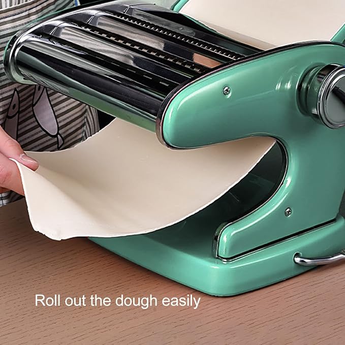 Manual Pasta Maker Machine 6 Adjustable Gears Hand Crank Noodle Press for Lasagna Fettuccine Dumpling Wrapper Dough Sheeter (Suction Cup Type 3 Blade)
