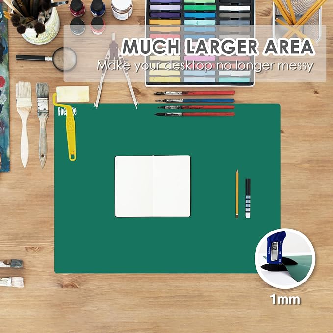 31.5" x 23.6" Extra Large Silicone Mat for Resin Casting, Crafts and Epoxy, Nonstick Silicone Sheet for Jewelry Casting Molds, Countertop Protector Mat Heat Resistant Placemats by Foepoge, Dark Green