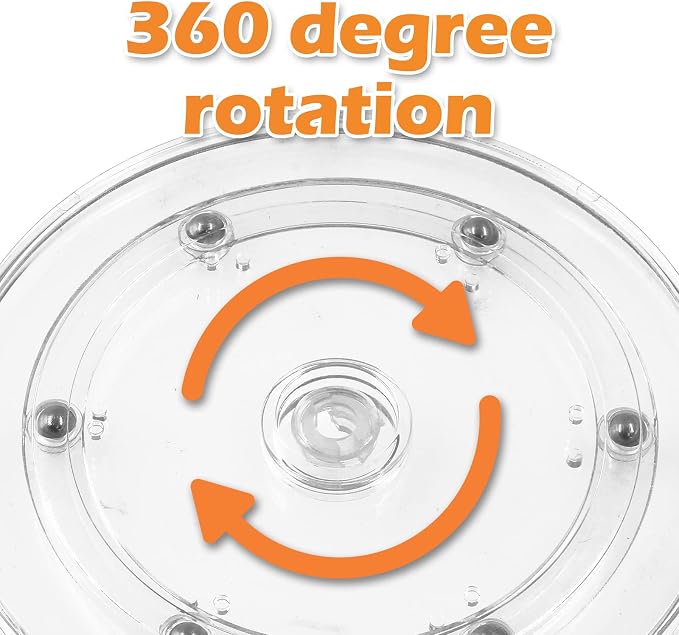 Piutouyar Plastic Turntable Bearings Hardware, 6 Inch / 150mm Plastic Acrylic Clear Turntable Organizer for Kitchen Spice Rack Table Cake,(2 Pack)
