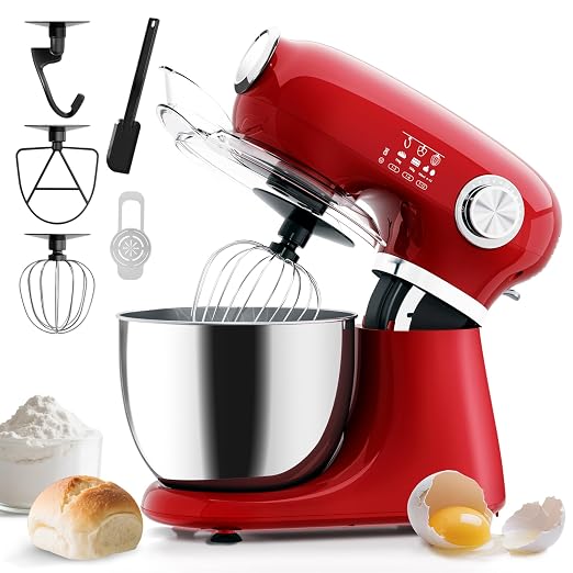 Electactic Stand Mixer With 12-Speed,5.3 QT Quiet Operation Electric Mixer With Tilt Head, Kitchen Mixer with Egg Whisk, Dough Hook, Flat Beater for Gift & Daily Use