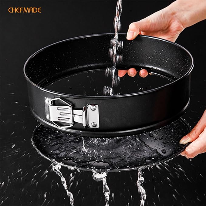 CHEFMADE Springform Pan, 10 Inch Round Cake Pan with Removable Bottom，Chiffon Bakeware for Oven and Instant Pot (Black)