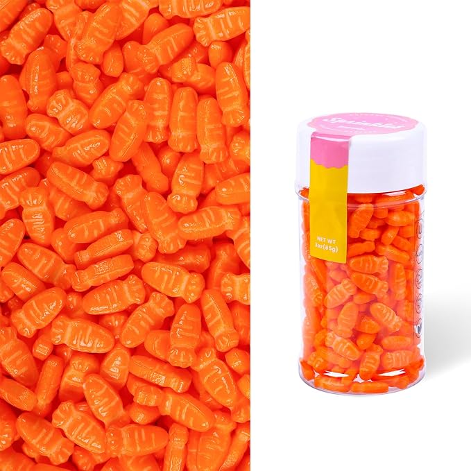 Easter Sprinkles for Baking, Edible Carrot Sprinkles,Cake Decorations for Easter Cake Toppers,Festive Sprinkle for Cakes, Cupcakes, Cookies, and Desserts 3oz
