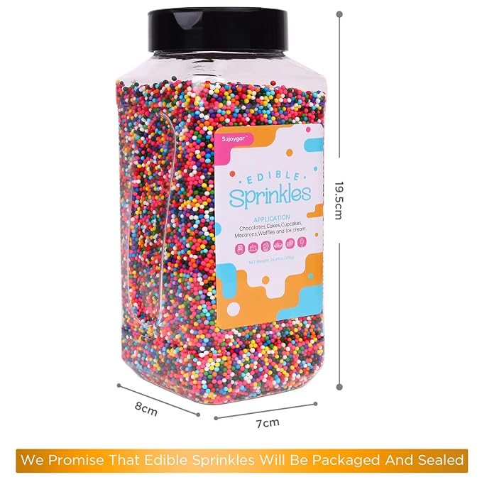 Rainbow Sprinkles, Nonpareils Sprinkles for Cake Decorating, Cake Sprinkles Bulk 1.54 LB, Sujoygar, Cupcake, Cookie, Chocolate, Baking, Cake Sprinkles
