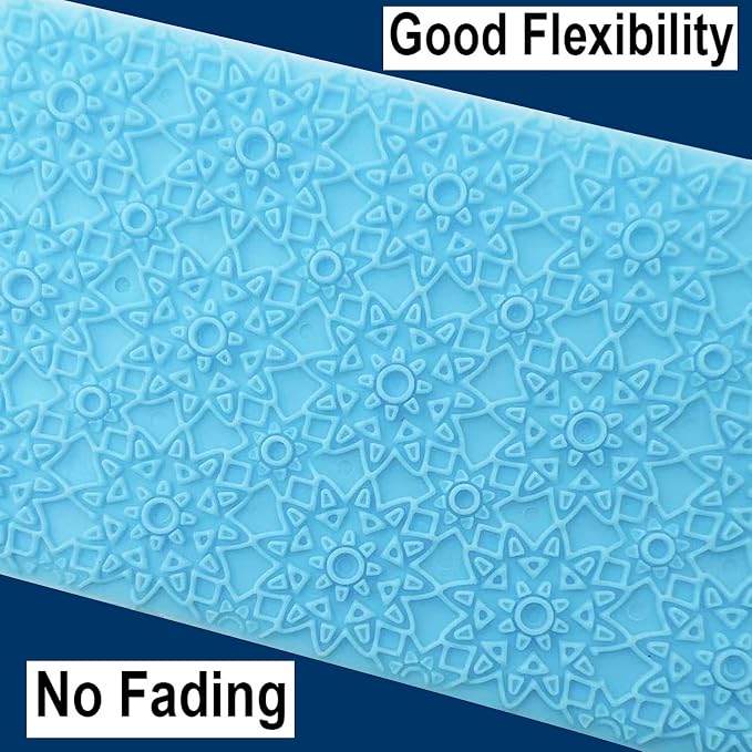 6 Pack Fondant Impression Mat Set Cake Decor Mold Set-Embossed Tree Bark/Flower/Cobblestone Texture Design Sugarcraft Decor Tool for Chocolate Cupcake Topper Wedding Cake