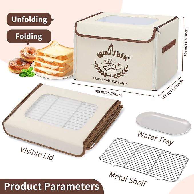 Wwyybfk Bread Proofing Box with Temperature Control, Foldable Dough Fermentation Box for Sourdough, Pizza Dough & Home Baking, Keeps Dough Warm in Cold Kitchens