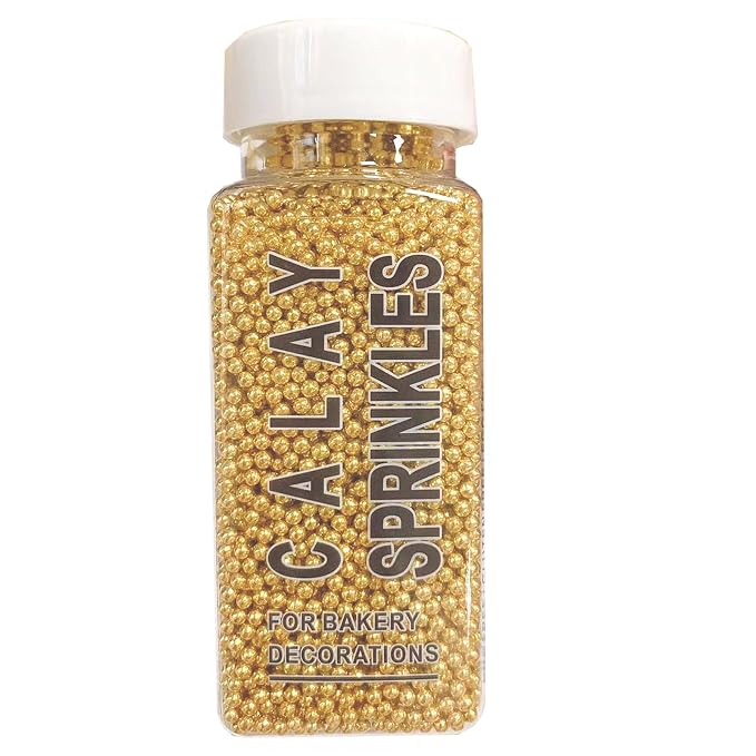 Sentovac Gold Nonpareils Sprinkles Edible 2mm Mini Pearls Cake Decorating Sugar Candy Cookie Cake Cupcake Topper Ice Cream Baking Decorations Halloween Christmas Valentines Wedding Supplies