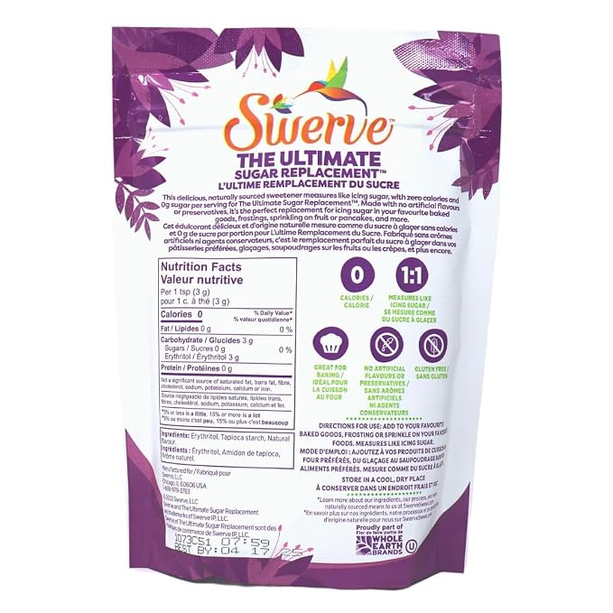 Swerve Sweetener Powder, Confectioners, 12 oz (Pack of 2)