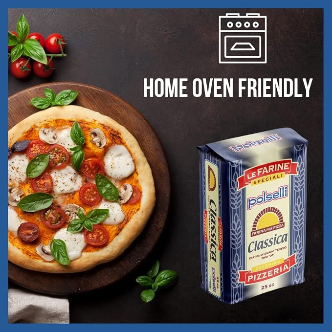 POLSELLI Classica, Type 00 Double Zero Flour, All Natural for Pizza, Bread, Pasta, and Baking, 1 kg (2.2 lbs) (Pack of 2)