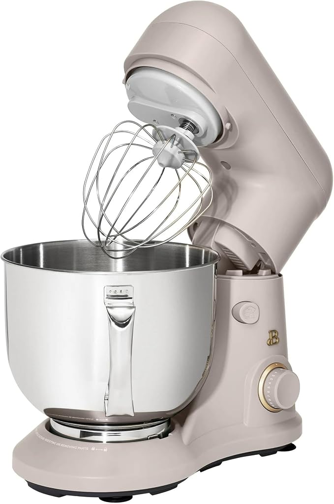 5.3 Qt Stand Mixer, 300W Electric Kitchen Mixer with 12 Speeds, Tilt Head Design, Stainless Steel Bowl, Dough Hook Whisk Beater Splash Guard (Porcini Taupe)
