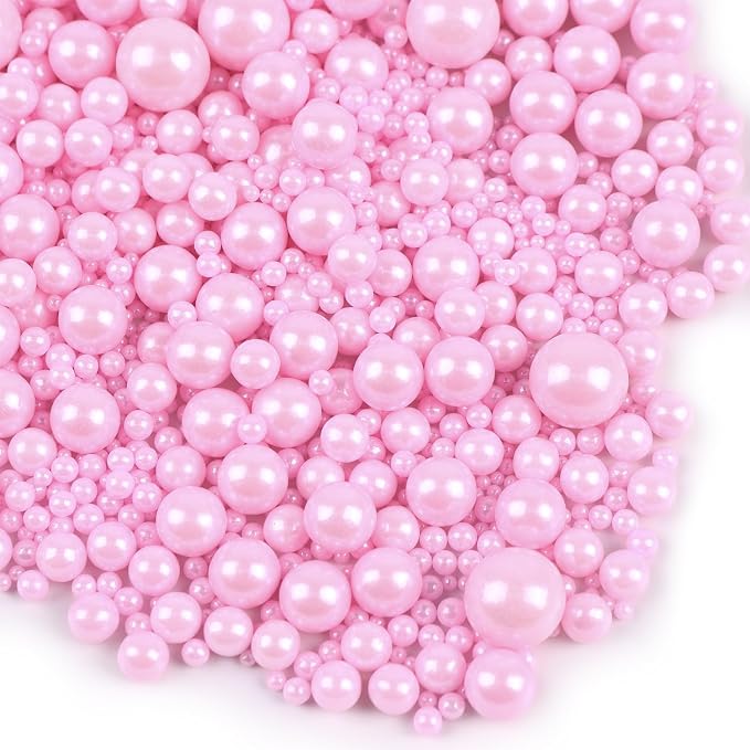 Pink Sprinkles for Cake Decorating 3.5 Ounces, Edible Sugar Pearls Mixing Sizes for Cupcake Topper, Cookies, Ice Cream Toppings Cake Decorations for Party Celebrations
