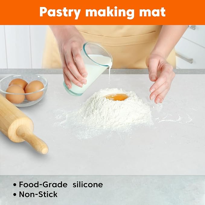 Large Silicone Mats for Kitchen Counter, 16" x 72" Heat Resistant mat, Food-Grade Silicone Pastry mat,Multi-Purpose Countertop Protector Mat, Skin-Friendly Surface,Freely Cuttable,Translucent