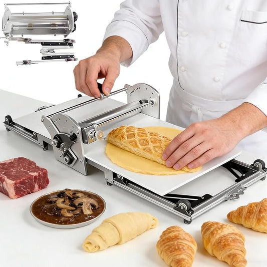 Foldable Electric Dough Sheeter Machine, 2026 New Automatic Dough Roller for Pastry & Pizza Making, 0.07 to 1.18 Inch Thickness Adjustment, Perfect for Home Bakers & Small Businesses