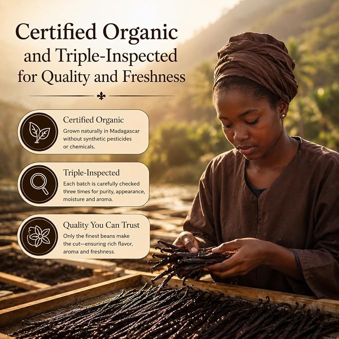 10 Organic Madagascar Whole Grade A Vanilla Pods for Vanilla Extract and Baking