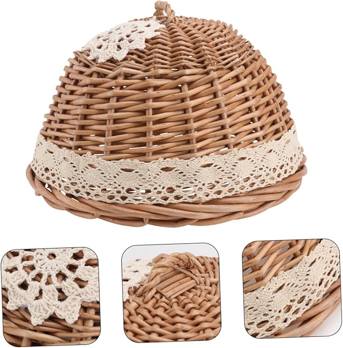 Rattan Basket Food Protector Household Basket Storage Container Decorative Accessory