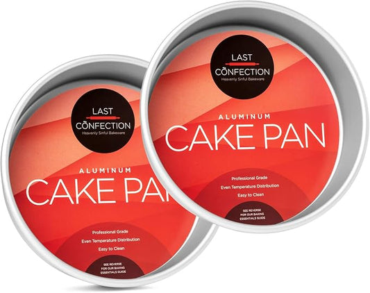 Last Confection 8 x 2 Inch Round Cake Pans, Set of 2 Anodized Aluminum Cake Pans Baking Tins