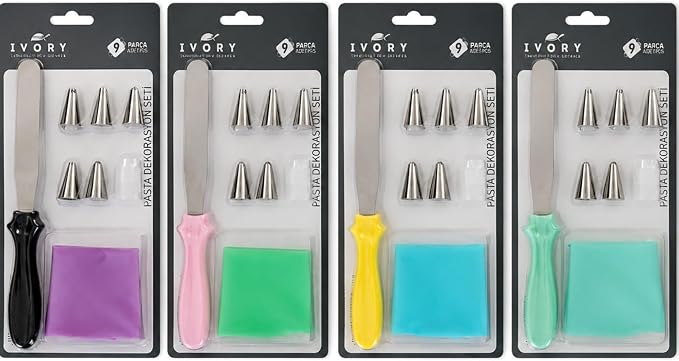 Piping Bags and Tips Set, Piping Tips, 20 Piping Tips + 4 Silicone Piping Bags + 4 Spatulas + 8 Socket Fixing Rings 36pcs Stainless Steel Suitable for Chefs and Kitchens (4-Pack)