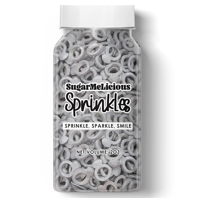 SugarMeLicious Silver Wedding Ring Thick Candy Quins, Cupcake Confetti, Anniversary, Engagement Sprinkles, 2oz