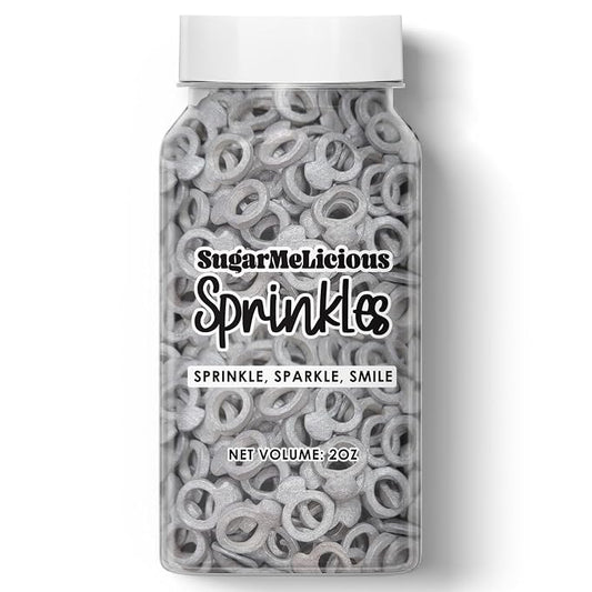 SugarMeLicious Silver Wedding Ring Thick Candy Quins, Cupcake Confetti, Anniversary, Engagement Sprinkles, 2oz