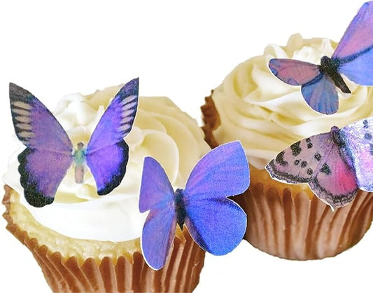Sugar Robot Inc. Edible Butterflies for Cake Decorating - Small Size, Premium Crafted in the USA - Butterfly Cake and Cupcake Toppers, Decoration (Purple)