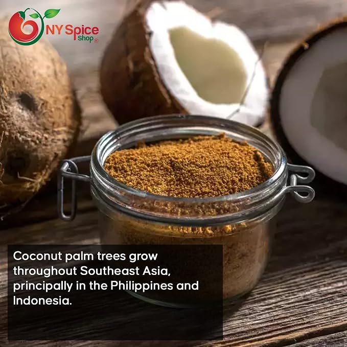 NY SPICE SHOP Coconut Palm Sugar - Brown Coconut Sugar - Coconut Palm Sugar - Sweetener Substitute - Great for Desserts, Baking, Coffee, Tea, Oatmeal, & More –Natural Refined Sugar - 3 (Pound)