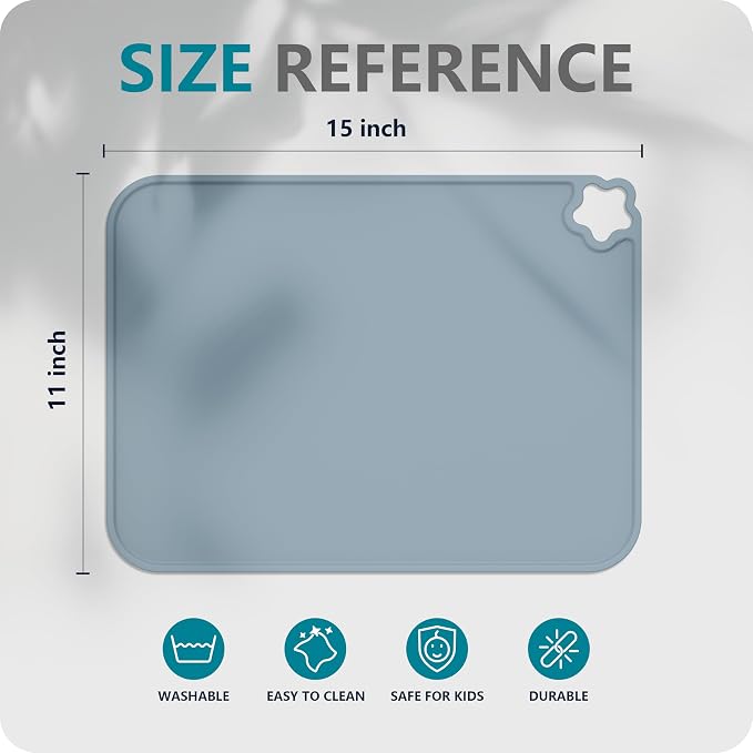 Silicone Placemat for Toddles Kids Non-Slip Reusable Portable Kids Placemats for Dinning Table Heat Resistant Placemats, Baby Placemat Stain Resistant Silicone Mat for Dining Table 3 Pack