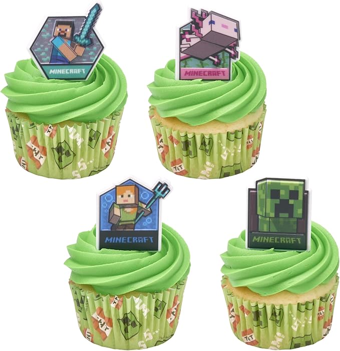 48 x Minecraft Baking Cups By DecoPac | Standard Size Cupcake Liners | TNT Block | Greaseproof Paper Cases for Cupcakes, 1.8" x 1.25", Pack of 48