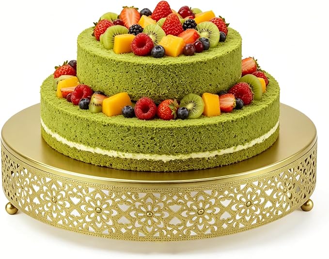 Cake Stand, Metal Round Cupcake Dessert Stand Cake Display Holder Cookies Fruit Serving Tray Decor for Wedding Party Birthday Baby Showers Anniversary (12in, Gold)