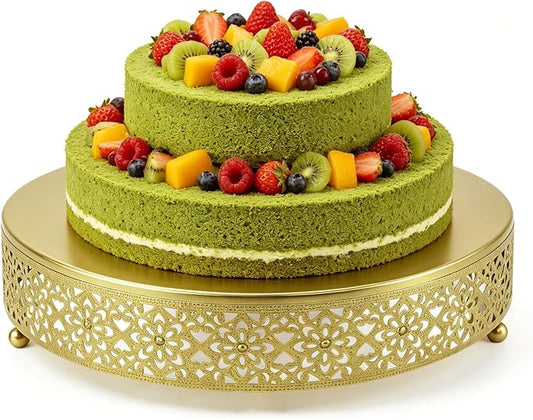 Cake Stand, Metal Round Cupcake Dessert Stand Cake Display Holder Cookies Fruit Serving Tray Decor for Wedding Party Birthday Baby Showers Anniversary (12in, Gold)