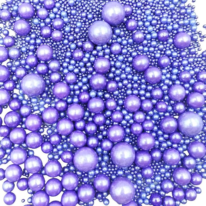 Edible Pearl Sugar Sprinkles Purple Candy Mixing Size Baking Edible Cake Decorations Cupcake Toppers Cookie Decorating Celebrations Wedding Valentines Easter Halloween Christmas Supplies 120g/ 4.23oz