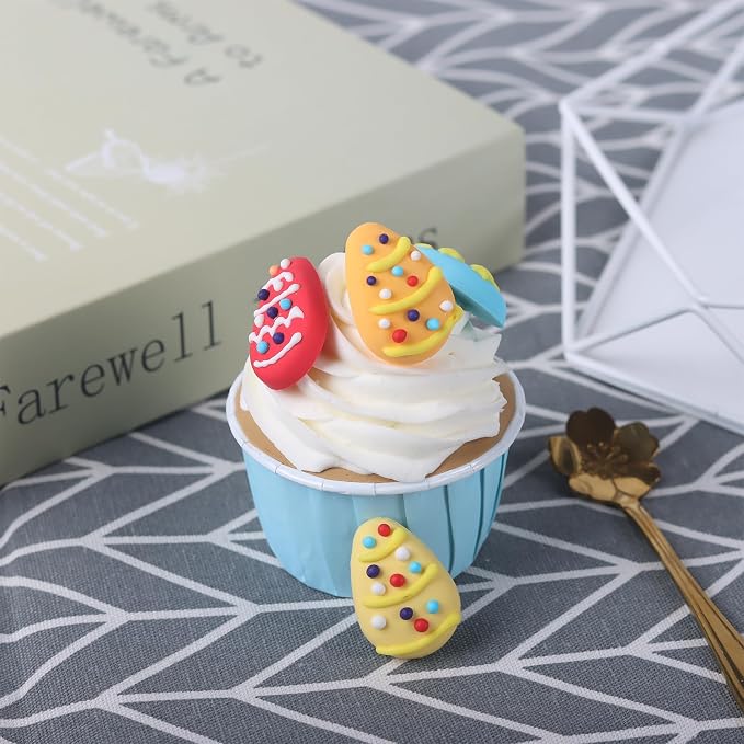 Sentovac 12 Pcs Easter Eggs Icing Decoration Edible Candy Dessert Easter Sprinkles DIY For Cookie Cake Cupcake Topper Icing Frosting Decoration Supplies